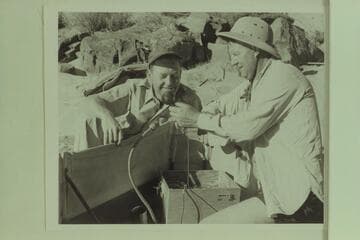 Red Carson recording his impressions in Ed Hudson's tape recorder on the "Esmeralda"; Hance Rapid