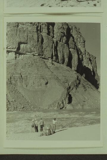 Hance Rapid.  The discussion over a course becomes general.  Left to right:  Marston, Ed Hudson, Edward Hudson, Forcier and Taylor