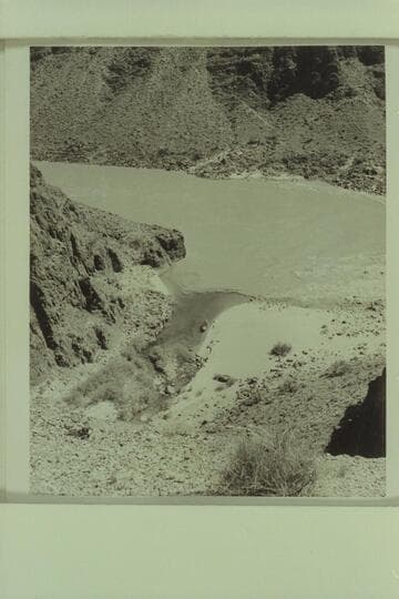 The motorboat "Hudson" in the lagoon at the mouth of Tapeats Creek