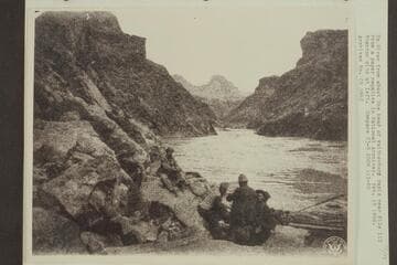 Up river from about the head of Waltenberg Rapid near Mile 112.  Stanton sits at left