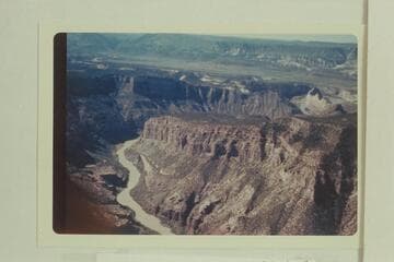 Lower end of the Canyon of Lodore; Steamboat Rock and Pats Hole at right