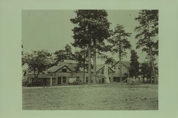 Grand View Hotel.  Copied from a print in the Naturalists Workshop, Grand Canyon.  [photo reverse:  about 1902?]