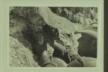 Bill Belknap gathers salt samples at the salt spring, opposite Kwagunt Canyon in Marble Canyon.  Mile 56