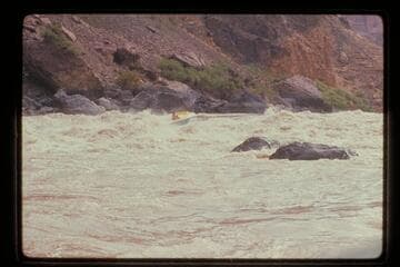 "Wee Yellow" up Vulcan Rapids, approximate guage 17,400 cfs