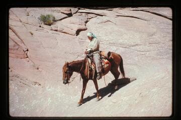 Sid Whiskers rides down into Moepitz Canyon