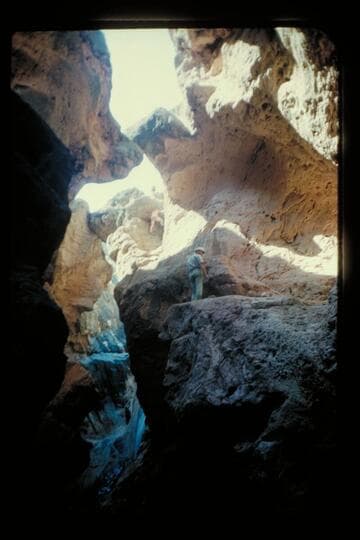 Climb through block; Travertine Creek