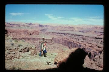 Archeyes with flags; mouth of Nasja Creek