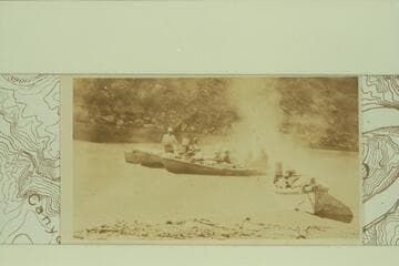 Off in a cloud of smoke.  Caption and photo by Lewis R. Freeman from his collection.  The location is the same as his [Vo33/0163]