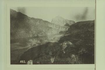 Upriver from left bank just above point opposite mouth of Chuar Creek.  Mile 65, Grand Canyon.  The flow in the river is low