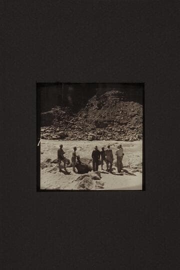 The crew looking over the 24.5 Mile Rapid in Marble Canyon.  Left to right:  Belknap, Eisaman, Taylor, Marston, Masland, Desloge and Sanderson