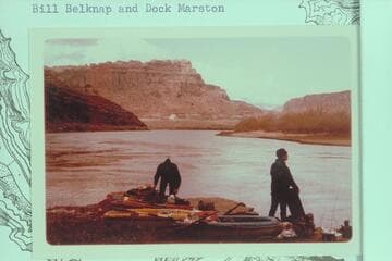 Bill Belknap and Dock Marston.  End of the cruise 100' below the Hite Ferry landing at the left bank