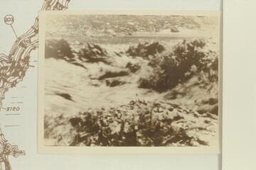 Some active water in Cataract Canyon.  The print is from the Eddy 1934 album and it is Frazier's writing on the reverse:  "Cataract Canyon" and "Hells Mile."