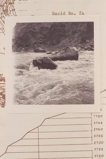 Up from right bank at the middle of Rapid 22 in The Big Drop.  Mile 202.4