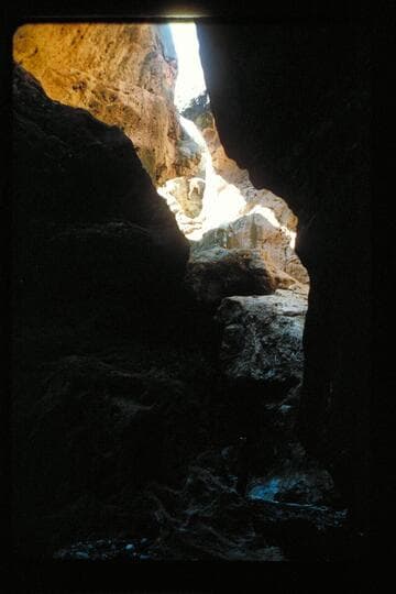 Climb through block; Travertine Creek