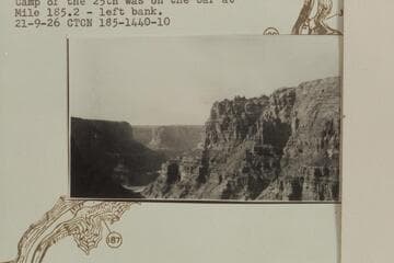 S. 10 degrees W. from elevation 1,000 [ft.] above camp.  Camp of the 25th was on the bar at Mile 185.2, left bank