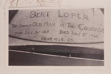 Inscription on transom of Loper's boat placed tghere by the party members