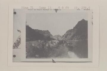 Down Cataract Canyon from Mile 207.05.  Nims photo 71 changed by Stanton to 62.  Camp No. 12.  Mile 206.8