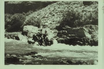 Colorado Outward Bound School paddlers in Winnie's Rapid, from right bank
