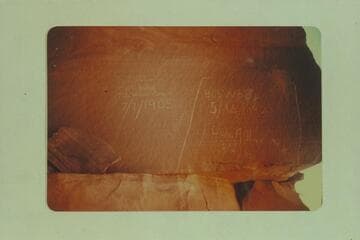 Inscriptions in the wall at Hell Roarin Canyon below Greenriver, Utah