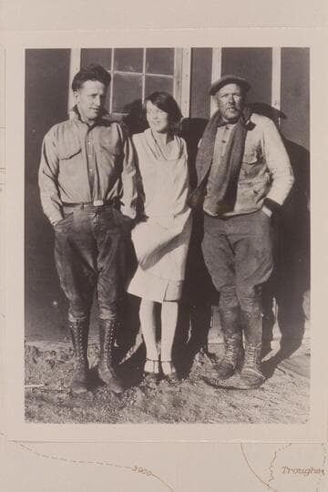 Faun [sic] Chaffin, Mrs. Chaffin, Harald W. C. Prommel.  Texas Oil Company camp near the Flat Tops, Green River Desert