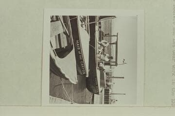 Jim Jordan's African Queen and the two Disney prop boats on arrival at Boulder City.  Vee Bodrero and Les Gear work in the "Emma Dean"