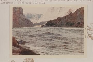 Up river from near head of Rapid 22.  Mile 202.4