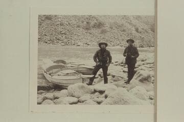 John and Bill Nelson at Diamond Creek.  Kolb boats at the shore