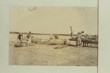 Loading equipment on truck at Needles, California.  USGS party.  Dodge at left; then Koms and Stabler.  Moore at the wheel and Blake is left of him