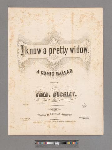 I know a pretty widow : a comic ballad / composed by Fred. Buckley