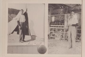 Neider, the carpenter, at his tent and in the carpenter shop; Spencer placer operation