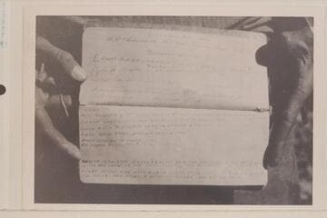 Page written in old register at Rainbow Bridge by Leigh Lint on Nov. 21, 1921 telling of the location of the Gregory Bridge.  Lint was in the USGS party under direction of Chenowith