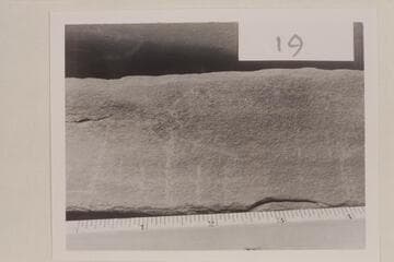 Scratches on rock slab which was taken from the Fort at the mouth of White Canyon.  It appears to say "Julie"