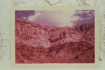 Deer Trail in ravine left of center.  Nankoweap Mesa