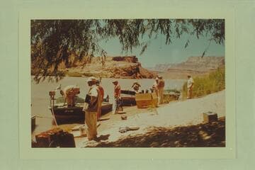 Rigging for departure at Lees Ferry.  Dock Marston at left
