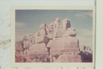 The Sinking Ship at head of Hance Creek.  The route up from middle to left along ledge at bottom