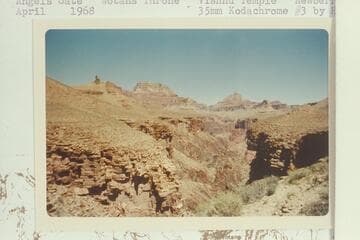 Down Grapevine Creek from Tonto Trail crossing Angels Gate, Wotans Throne, Vishnu Temple, Newberry Butte