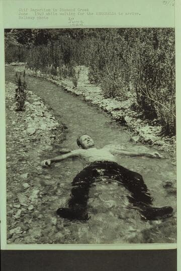 Clif Segerblom in Diamond Creek while waiting for the "Esmeralda" to arrive