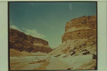 Nevills boats pulled in at left bank below Badger Creek Rapid