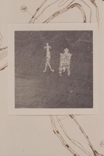 Prehistoric inscriptions on boulder at foot of talus below the White Rim; Mile 22 3/4, right bank