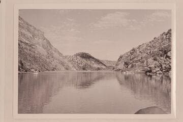 Looking out of lower end of Whirlpool Canyon into the open country at Island Park