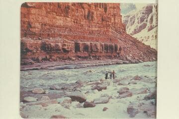 Hatch party looking over North Canyon Rapid.  Lees Ferry gauge:  12,400 cfs