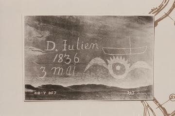 D. Julien inscription in Hell Roaring Canyon, tributary to Labyrinth Canyon of the Green RiVer at Mile 53.8 left bank after it had been chalked