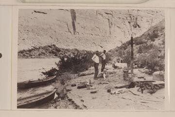 Camp below where rimmed; early stop due to wet bedding.  Left to right: Christensen, Hyde, Blake