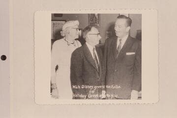 Sent as Christmas card [Walt Disney greets the Kolbs and Holiday Greetings to You]