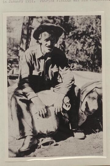 John Wetherill.  Painted Rock Camp.  Cliff Canyon near Forbidding Canyon.  With Bernheimer party.  Wetherill made a trip up into Glen Canyon from Lees Ferry in 1931, Jan.  Patrick Flattum was his companion