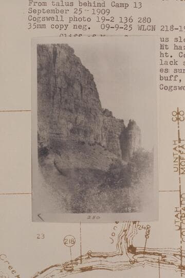 Cliff of Mars opposite mouth of Jones Creek.  From talus behind Camp 13