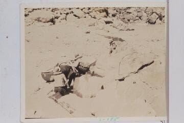 One skiff piled on another in lining Horn Creek Rapid.  Bright Angel gauge:  2,070 cfs