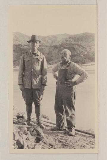 Arthur Powell Davis and an old river rat at the head of Black Canyon