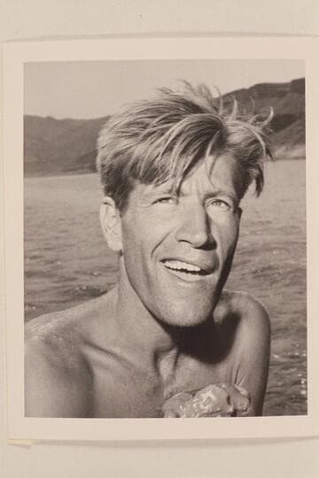 Lee Cramer, Glendale, California.  At end of traverse of Grand Canyon with Georgie White.  Temple Bar, Lake Mead