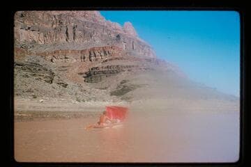 Buzz sailing on Lake Mead; lower Grand Canyon